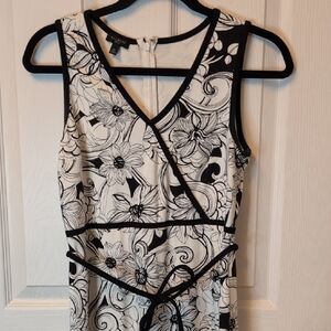 Talbots Black and White Floral Dress